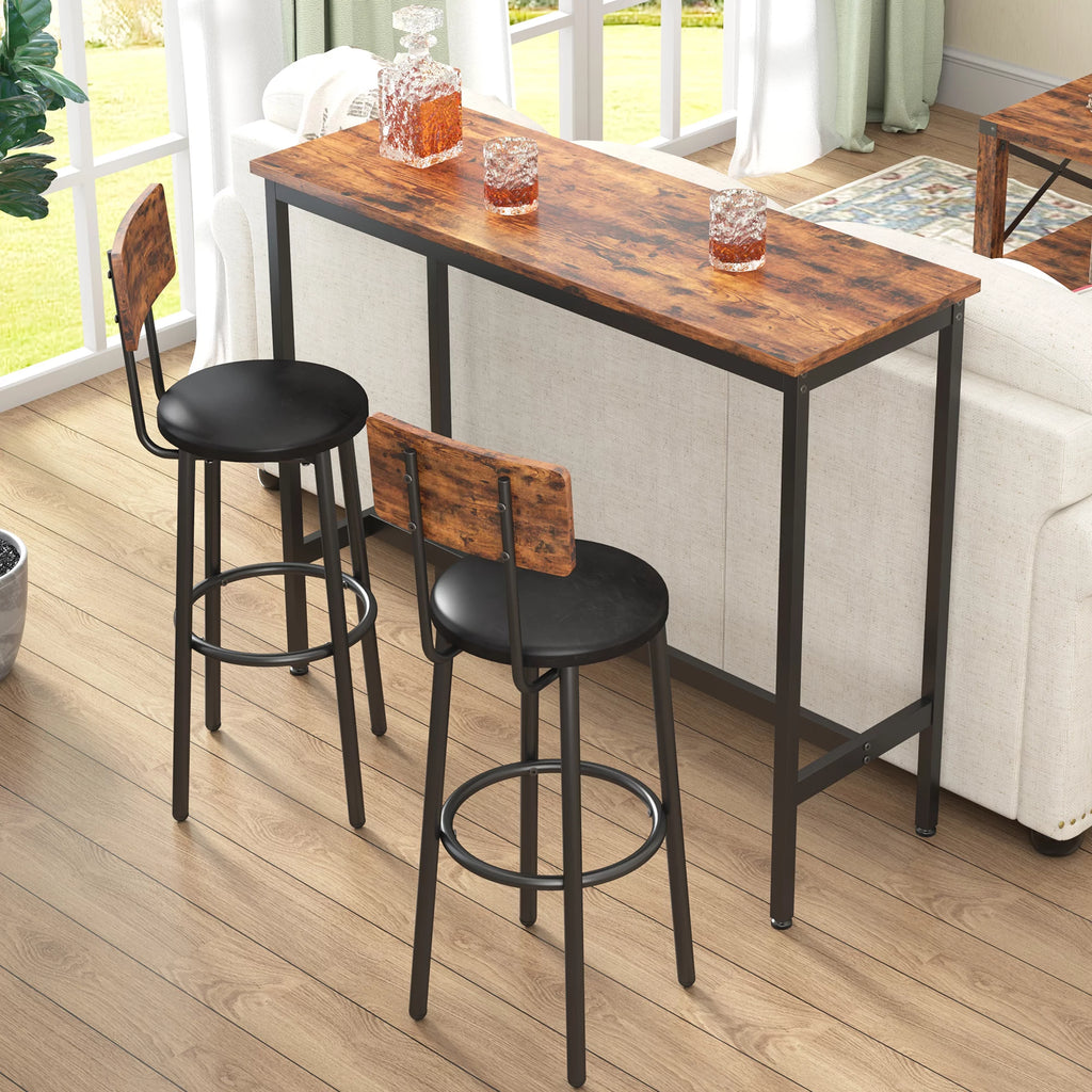 Rustic Brown 3 Pieces Bar Table Set with 2 Stools G16704