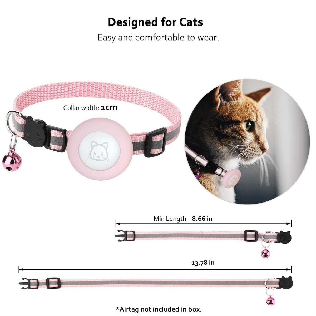 Breakaway Reflective Cat Collar with Air Tag Case K380