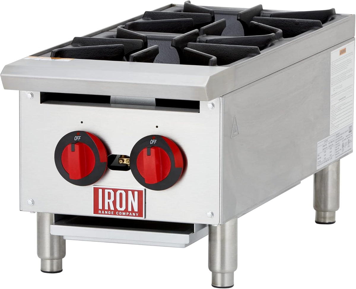 12" Two Burner Countertop Commercial Gas Hot Plate, Stainless Steel U4677