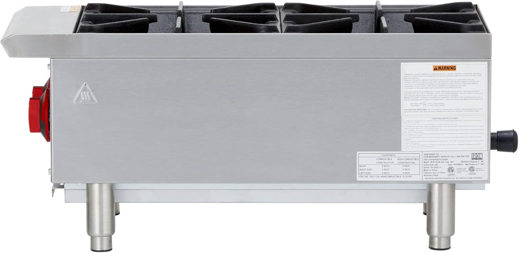 12" Two Burner Countertop Commercial Gas Hot Plate, Stainless Steel U4677