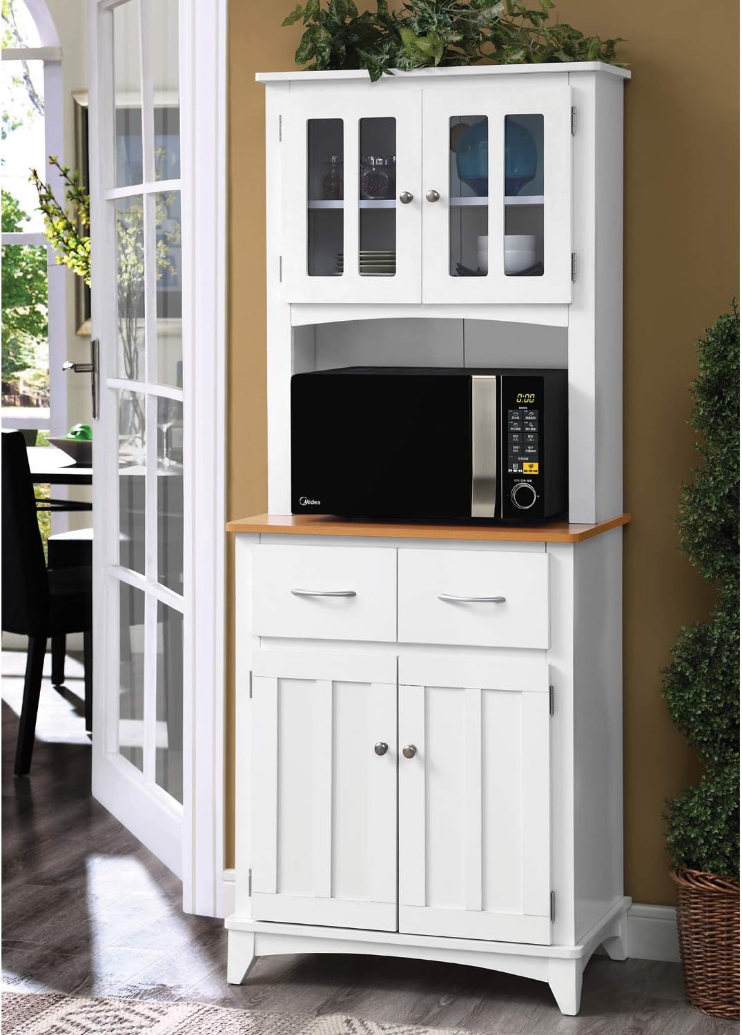 White Microwave Cabinet with 2 Drawer A117