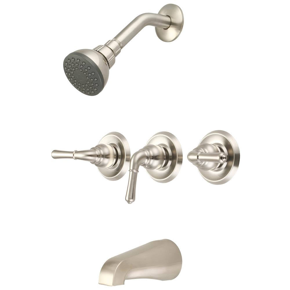 3-Handle Tub and Shower Faucet in Brushed Nickel R563105