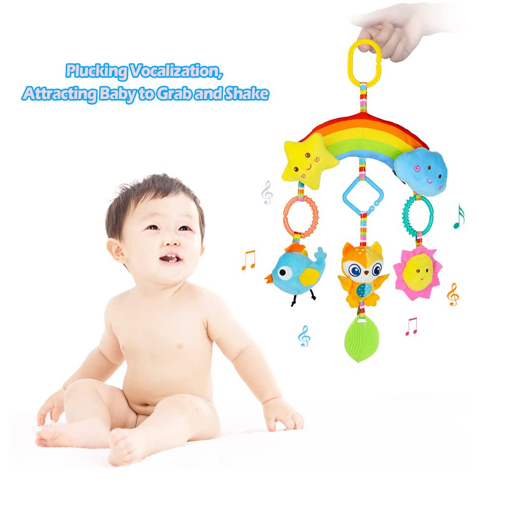 Rainbow Hanging Plush Crib Toys with Teether O97466