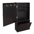 Black Wall Storage Cabinet with Magnetic Chalkboard Front and Pull-Out Drawer Z734