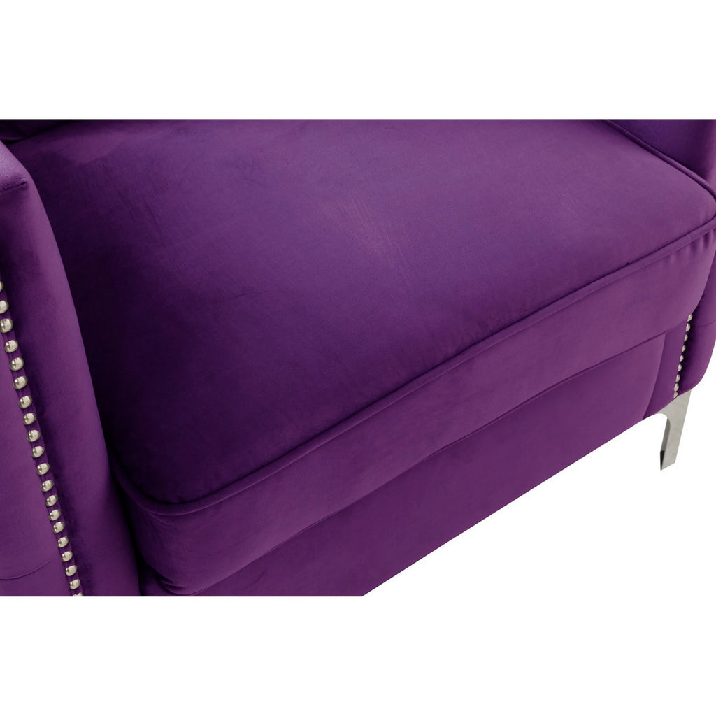 Purple Velvet Button Tufted Sofa K2562