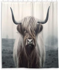 Highland Cow Waterproof Fabric Shower Curtain with Hooks, 60x72 inch S853