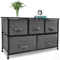 Dark Gray 5 Drawer Fabric Storage Dresser C6440