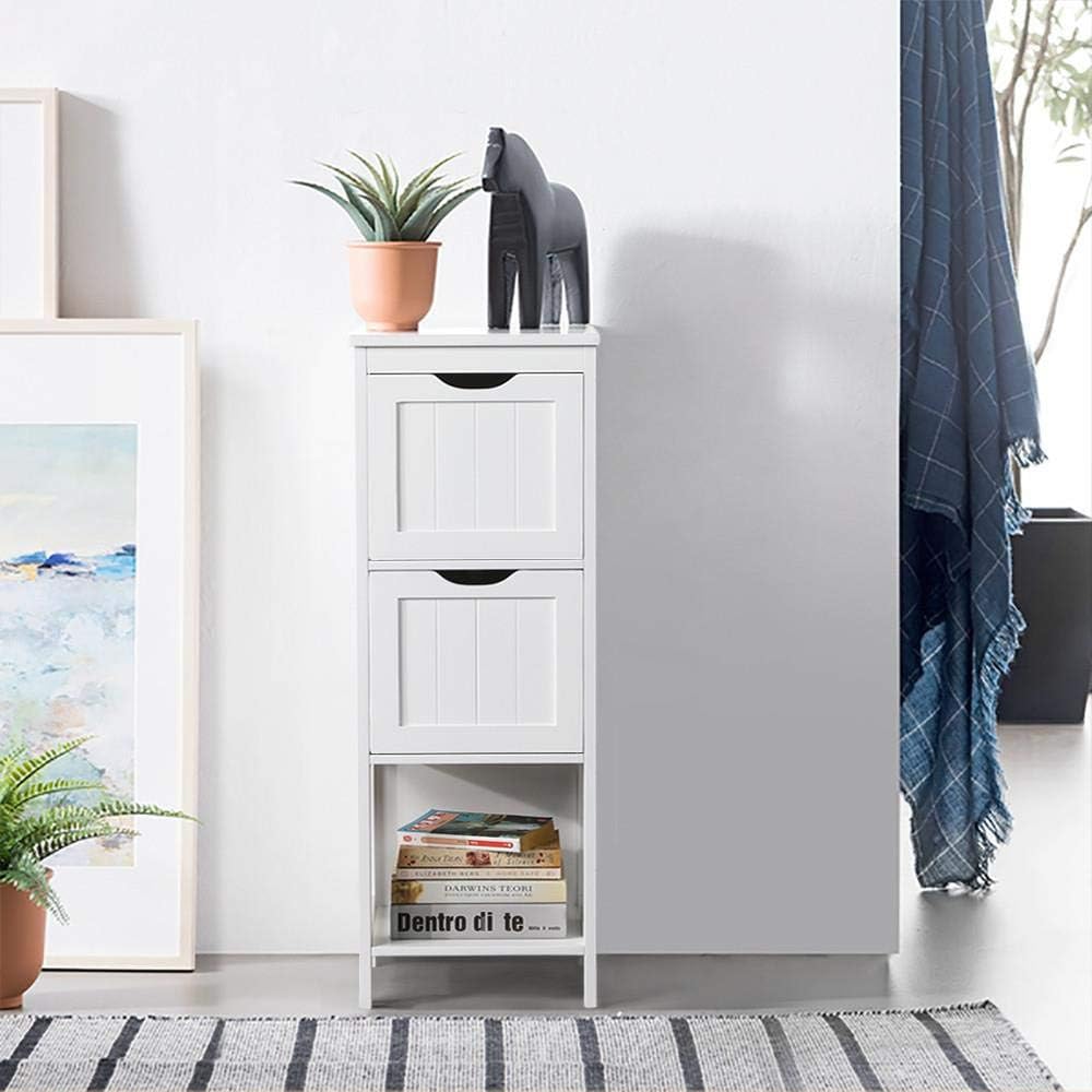White 2 Drawer Wood Floor Cabinet N90923