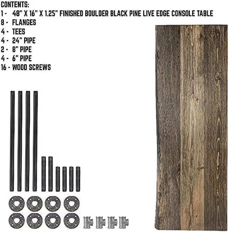 Live Edge Wood Console Table with Industrial Pipe Legs C999