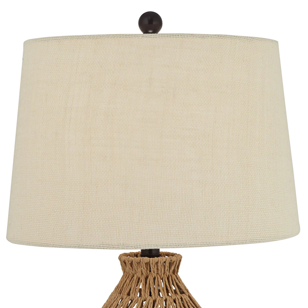 29" Tall Natural Rattan Wicker Table Lamp with Oatmeal Fabric Shade F141096