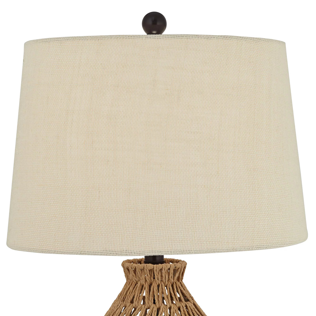 29" Tall Natural Rattan Wicker Table Lamp with Oatmeal Fabric Shade F141096
