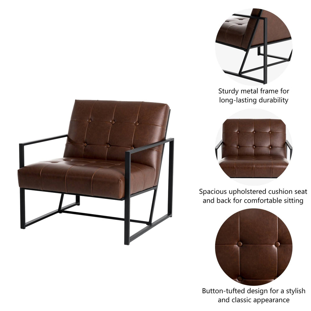 Black PU Leather Tufted Accent Chair S8523