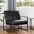 Black PU Leather Tufted Accent Chair S8523