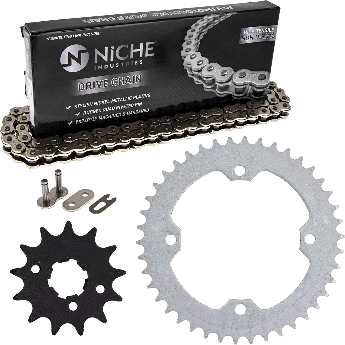 Drive Sprocket Chain Combo 13 Tooth 42 Tooth 520NZ Standard 104 Links Pack of 2 J962409