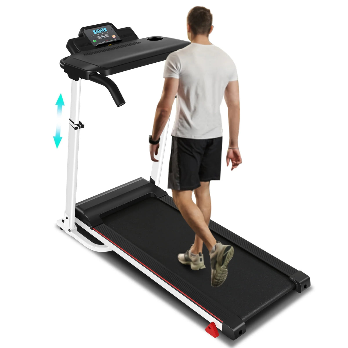 White Folding Treadmill with Incline and 2.5 HP Y598