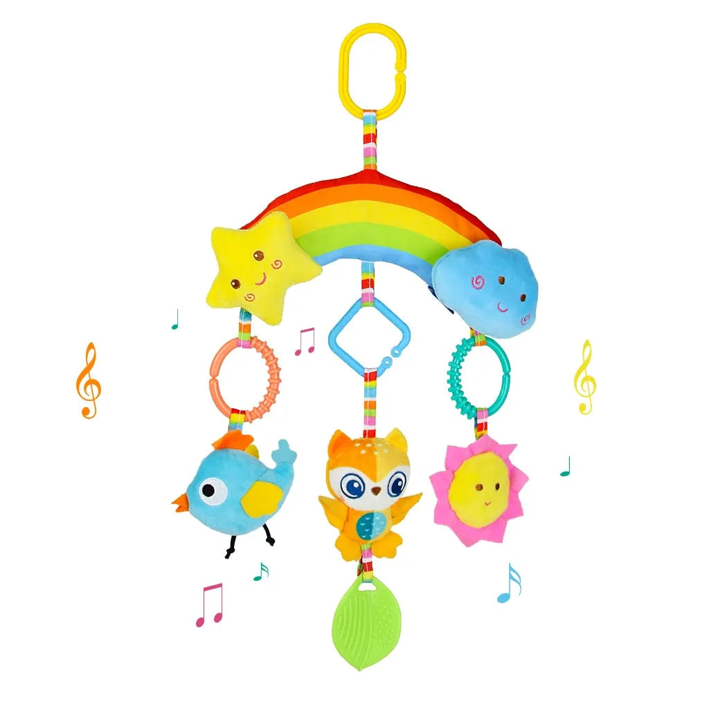 Rainbow Hanging Plush Crib Toys with Teether O97466