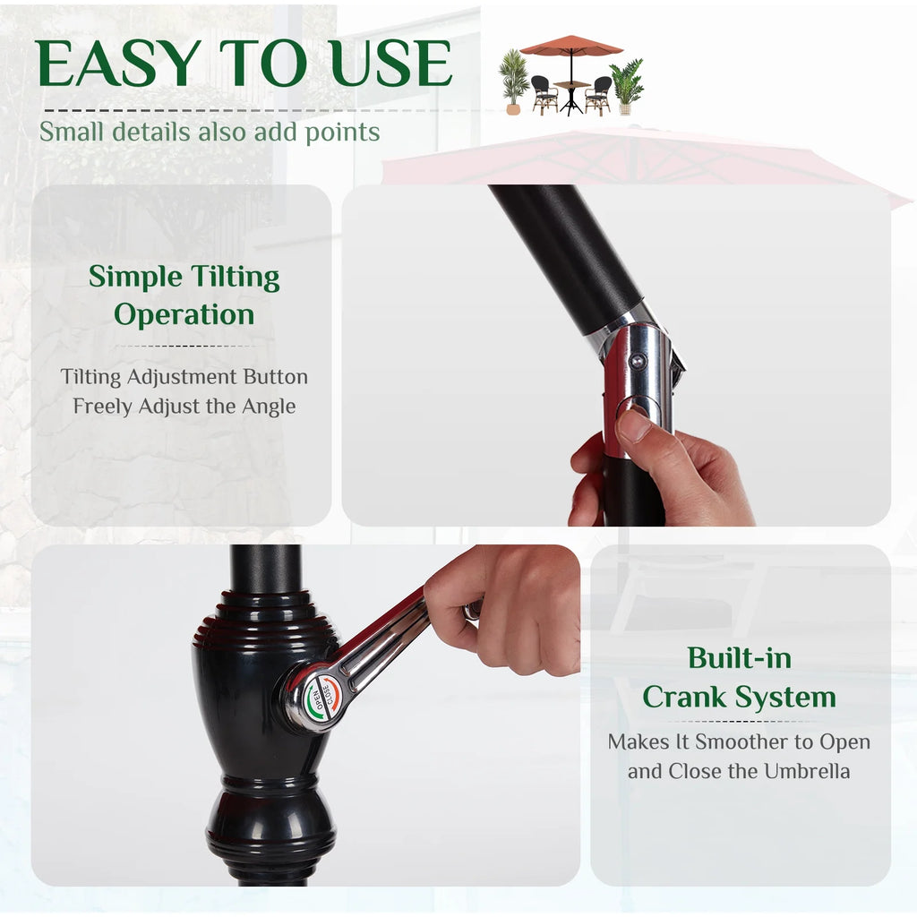 9-FT Outdoor Patio Umbrella with Push Button Tilt and Crank K620148