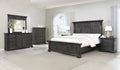 Dark Walnut Wood Panel Queen Bed Dresser Mirror Nightstand Chest L4366