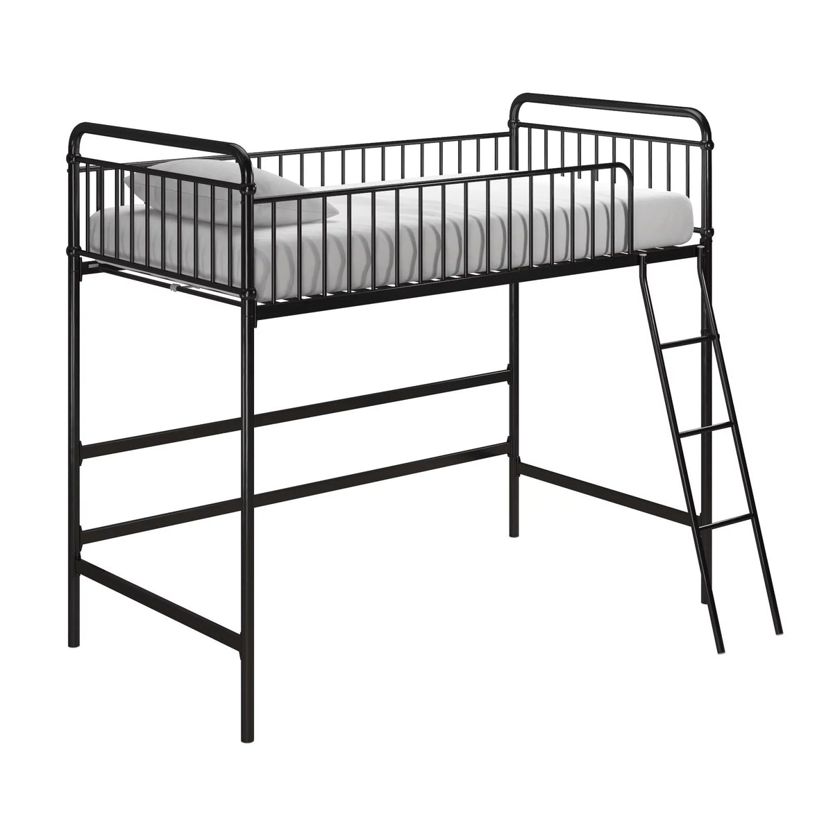 Black Twin Metal Loft Bed O609