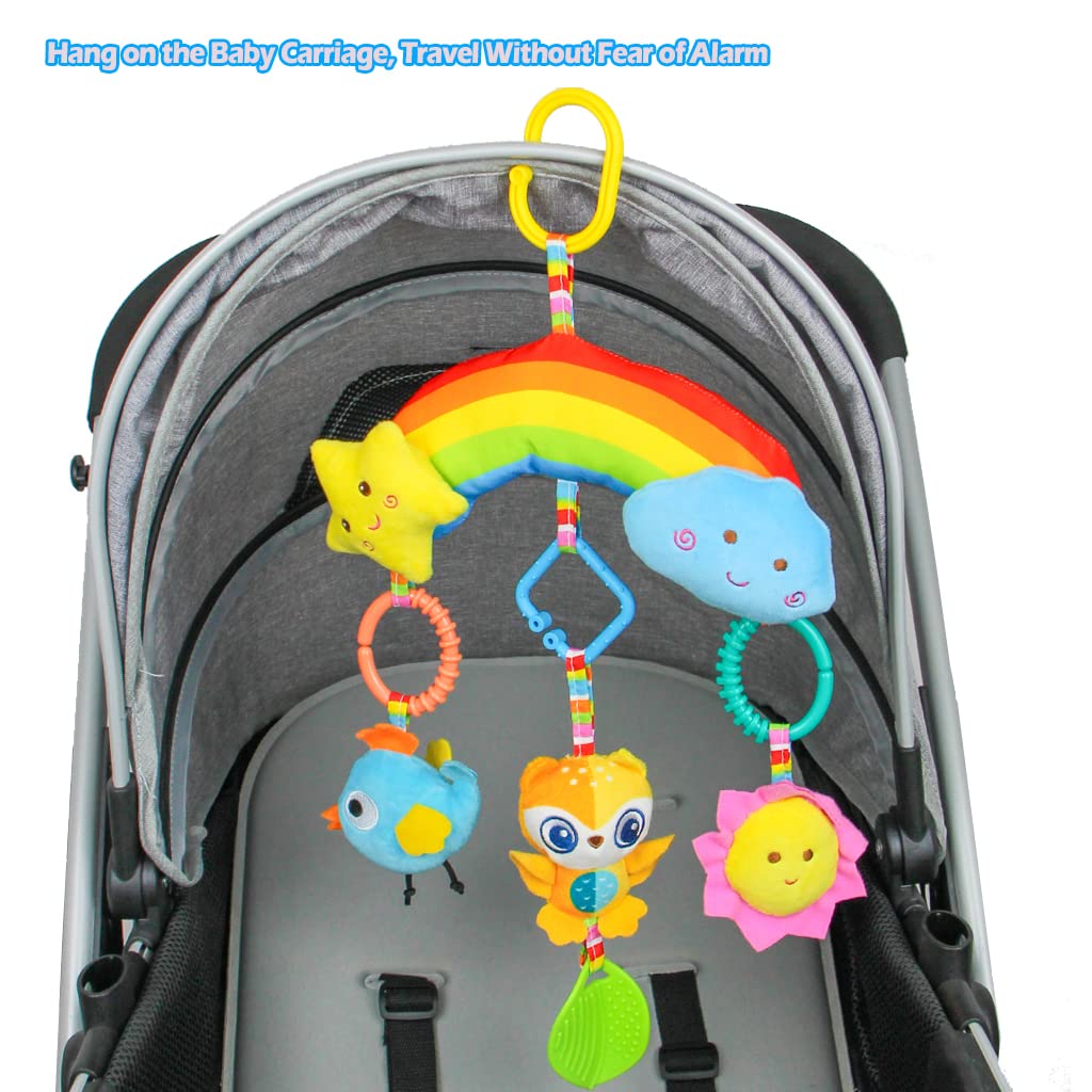 Rainbow Hanging Plush Crib Toys with Teether O97466