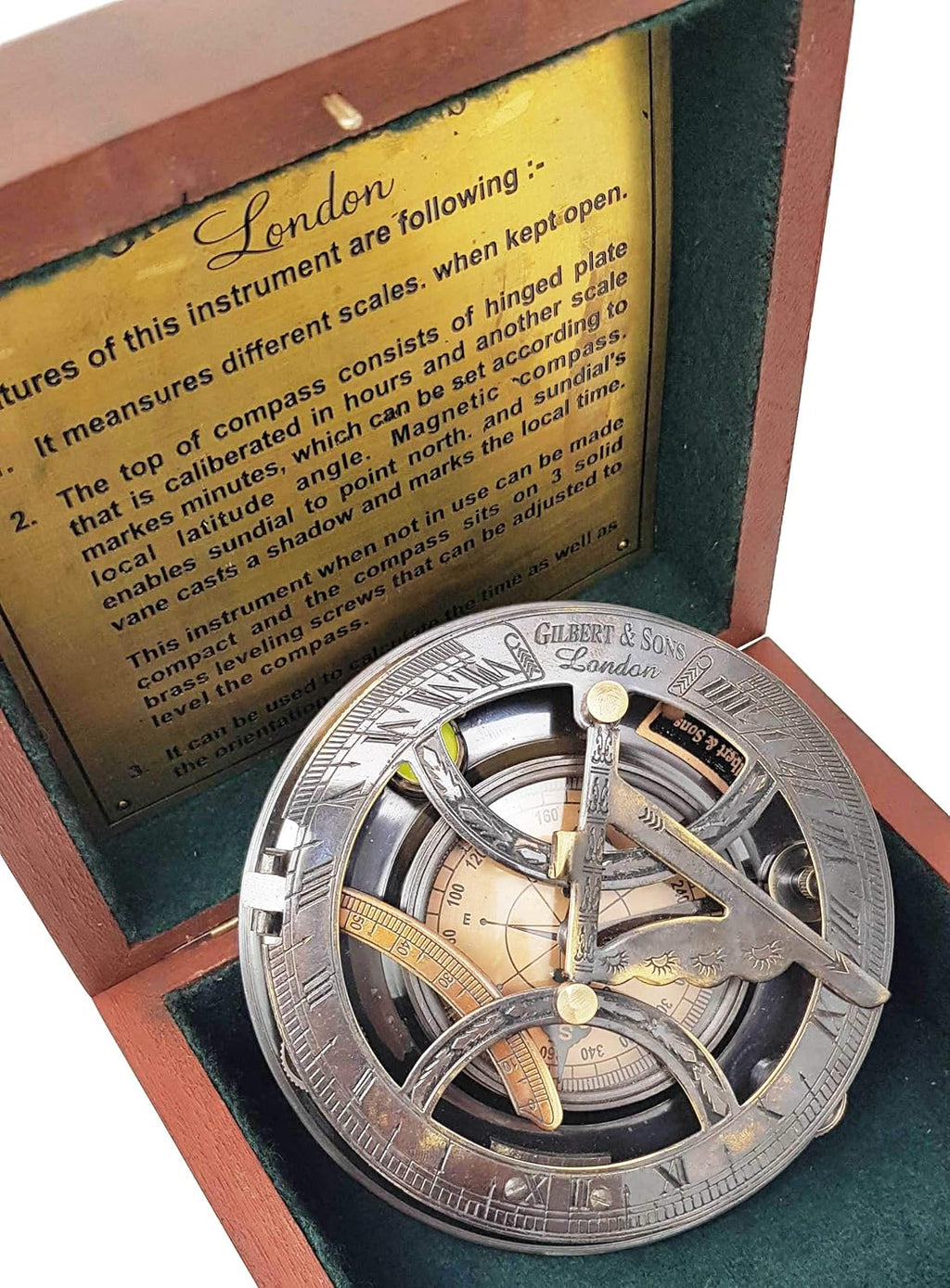 5 inches Large Sundial Compass in Rosewood Case I25721