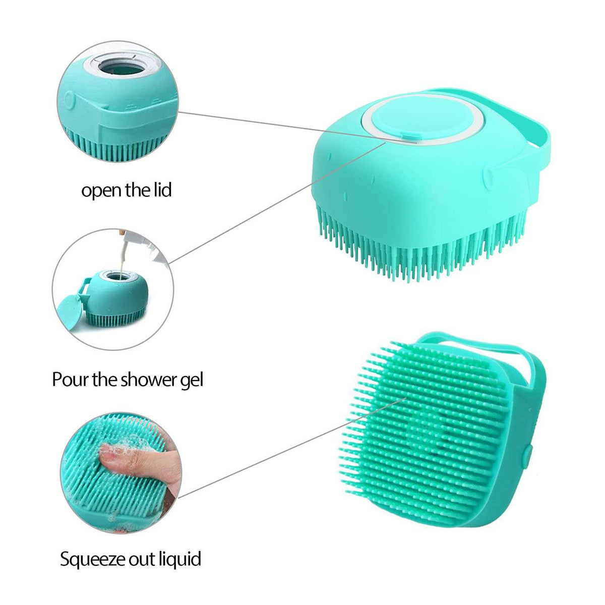 Pet Grooming Bath Massage Brush with Soap Dispenser U2871