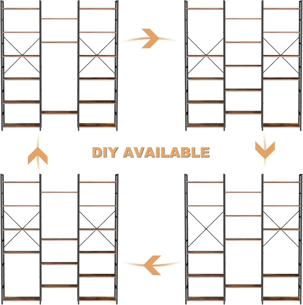 Rustic Brown 6-Shelf Bookcase R4427