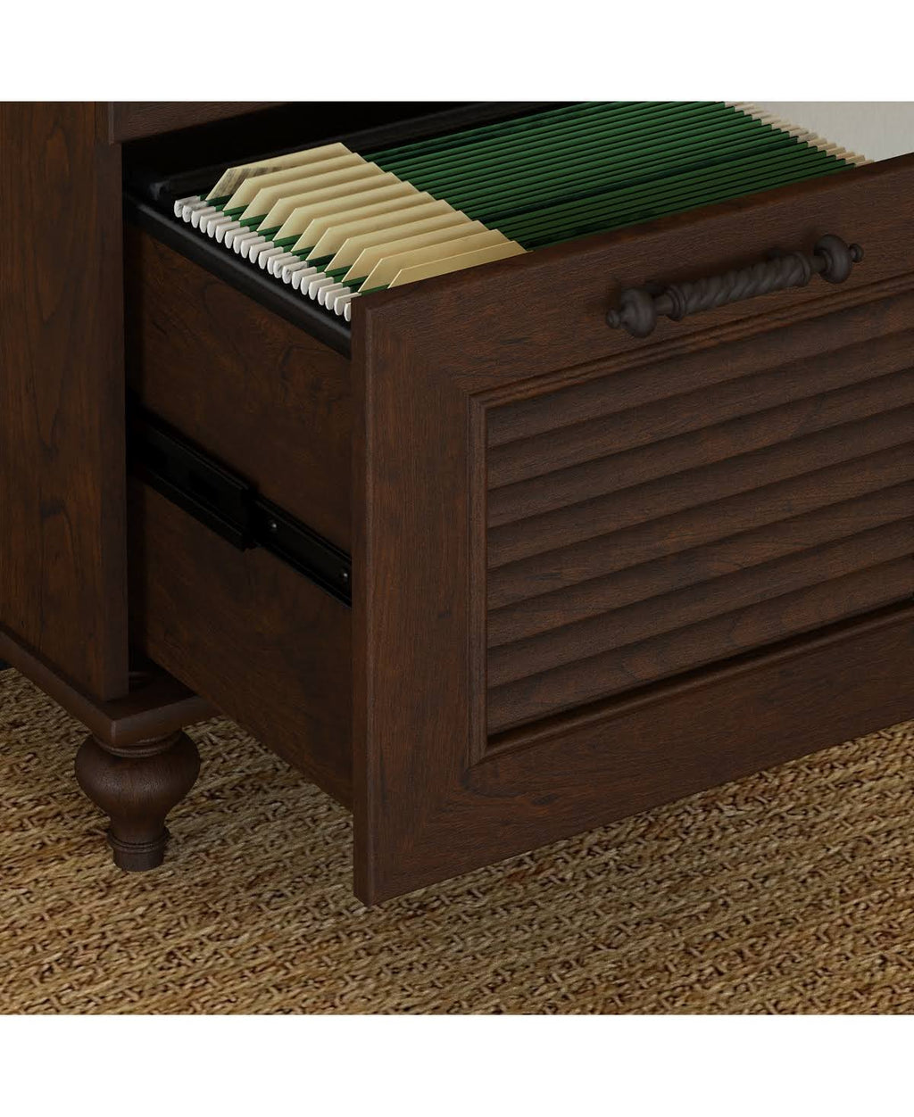 51x22 Desk with File Cabinet, Coastal Cherry C52743