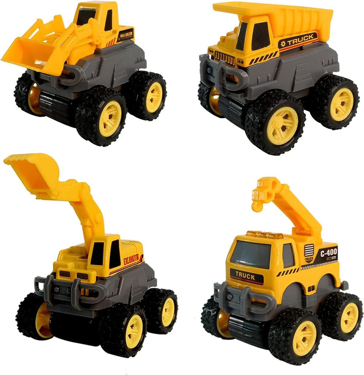 Diecast Toy Trucks Excavator Bulldozer Dump Crane Pack of 2 O714