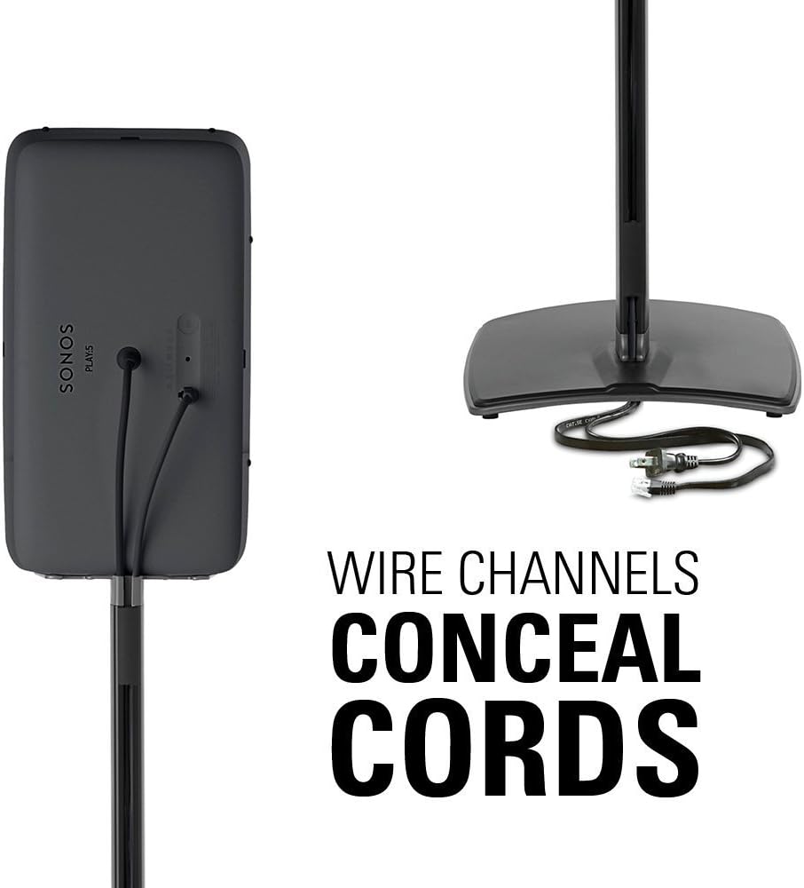 Wireless Speaker Stand with Built-in Cable Management (Black) T160