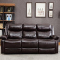 Faux Leather Round Arm Reclining Sofa F84605