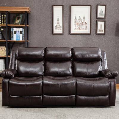 Faux Leather Round Arm Reclining Sofa F84605