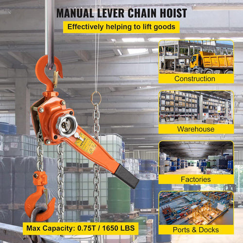 0.75Ton 1650lbs Capacity Ratchet Puller with 10FT Lifting Height, Heavy Duty Steel Hooks, Pack of 2 R5638