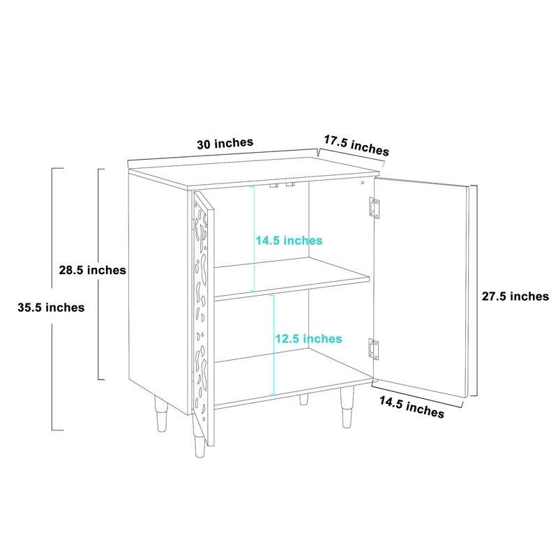 Solid Wood 2-Door Accent Cabinet Storage Shelf S273