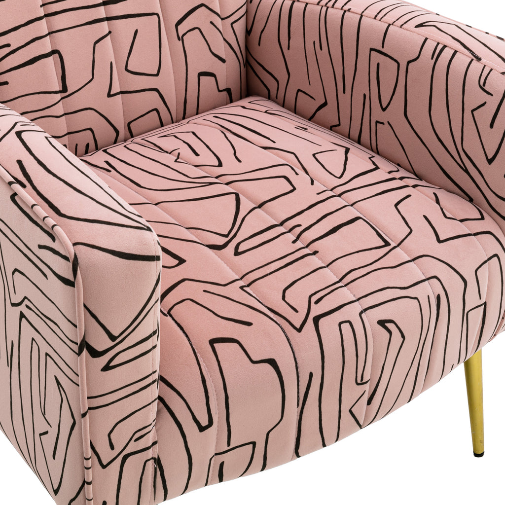 Velvet Wing Back Accent Chair with Metal Gold Legs M9158