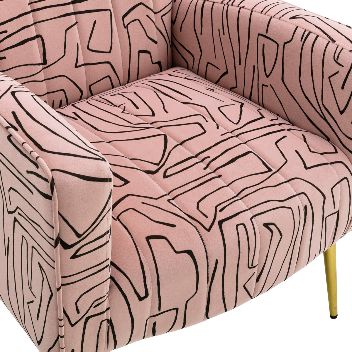 Velvet Wing Back Accent Chair with Metal Gold Legs M9158
