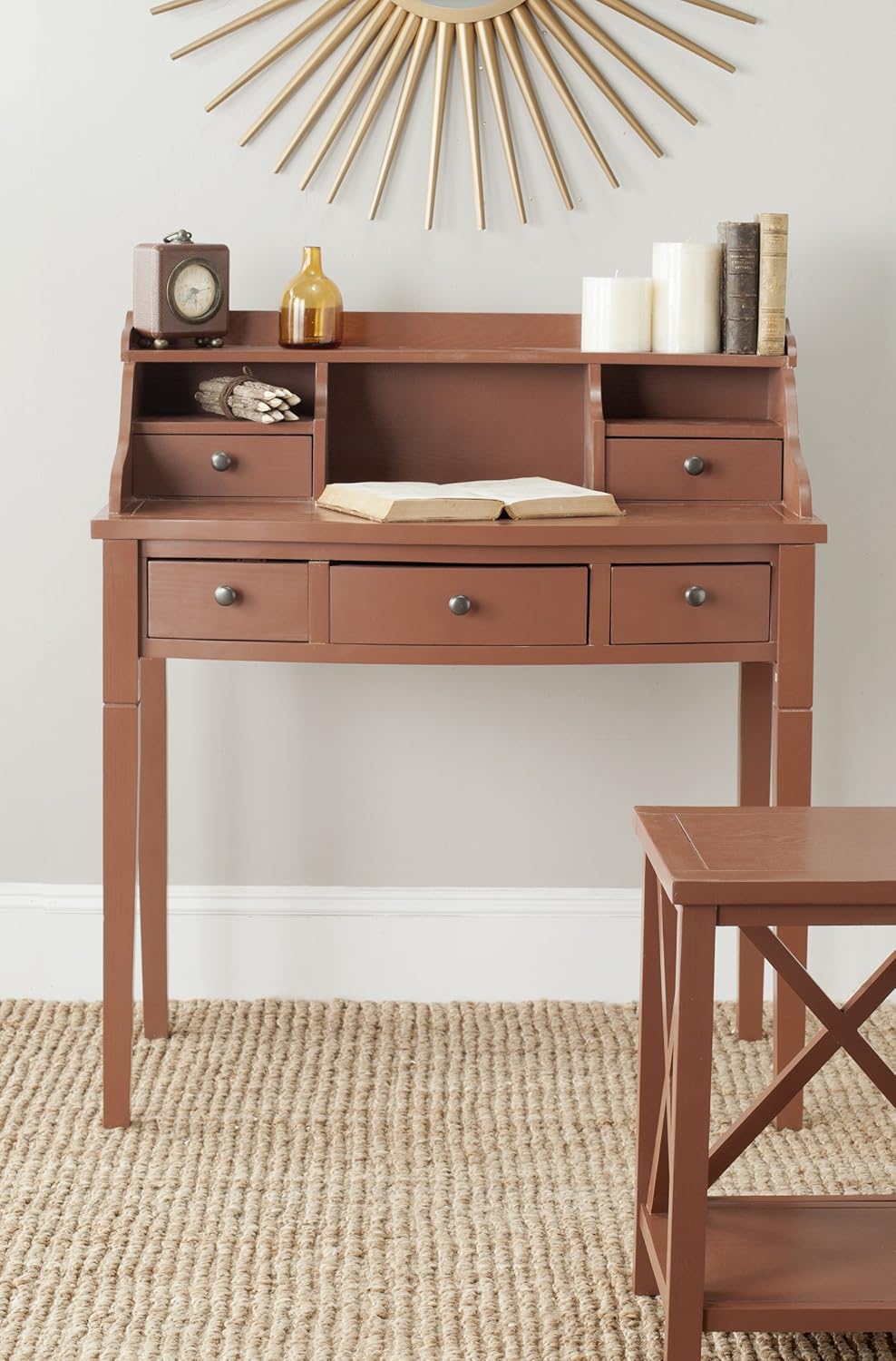 Distressed Black Writing Desk L175