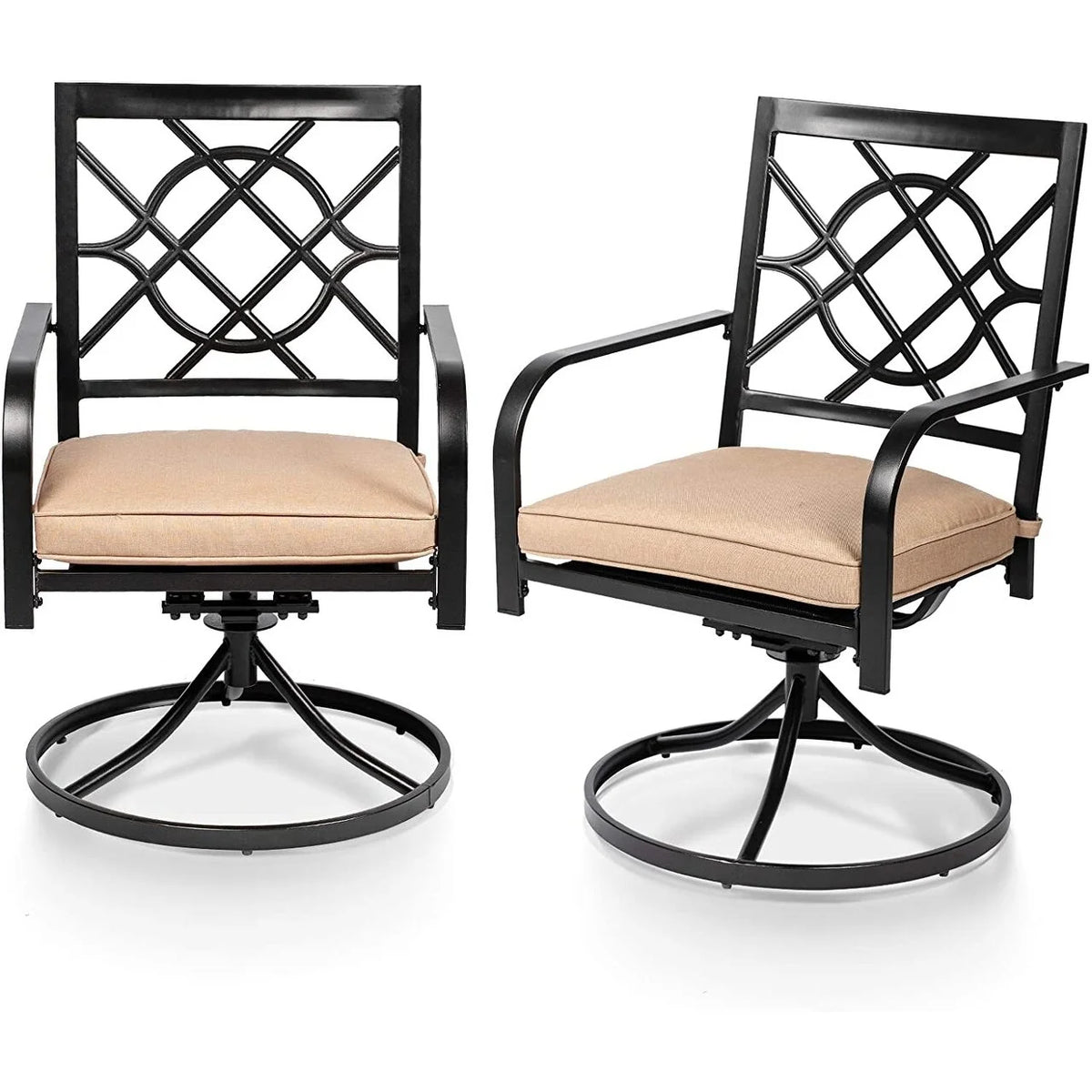 Outdoor Patio Metal Swivel Rocker Dining Chairs Set of 2 G815831
