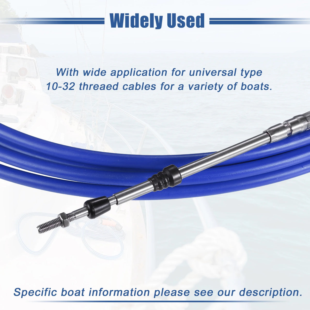 Marine Type Throttle Shift Remote Control Box Cable with Clevis Blue H491969