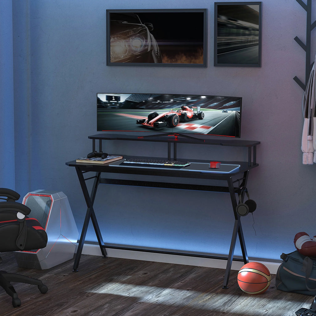 55 inch Black Gaming Desk with Monitor Stand W573813