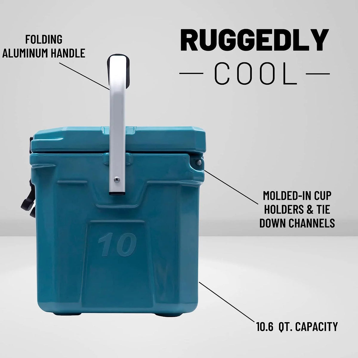 10L Cooler Ice Chest with Carry Handle and Cup Holders K4706