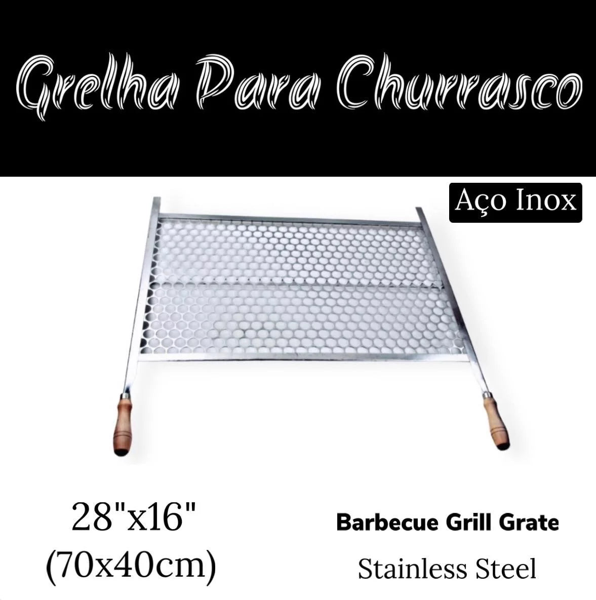 Stainless Steel Brazilian Barbecue Grill Grate 28'' x 16'' E932