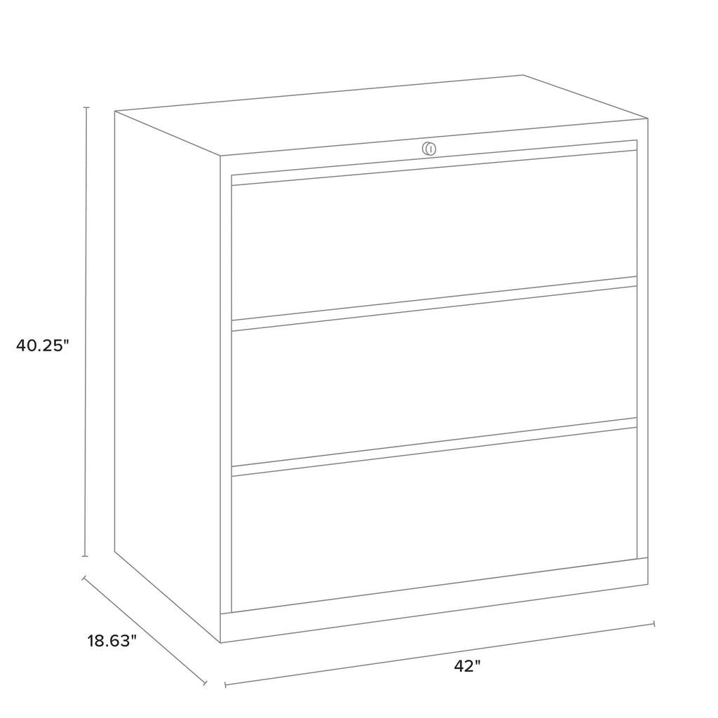 42 inch Wide 3 Drawer Metal Lateral File Cabinet Black Y93126