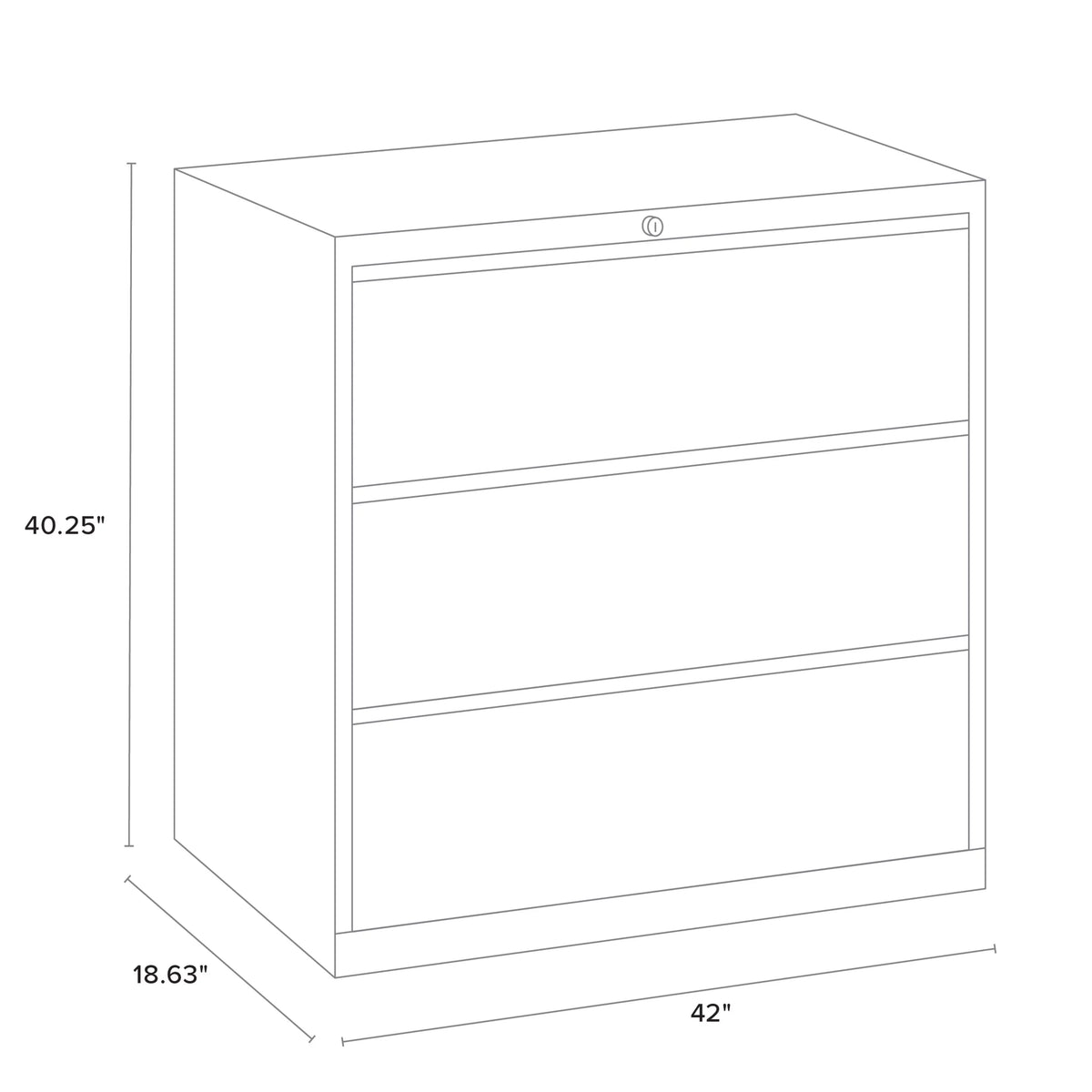 42 inch Wide 3 Drawer Metal Lateral File Cabinet Black Y93126