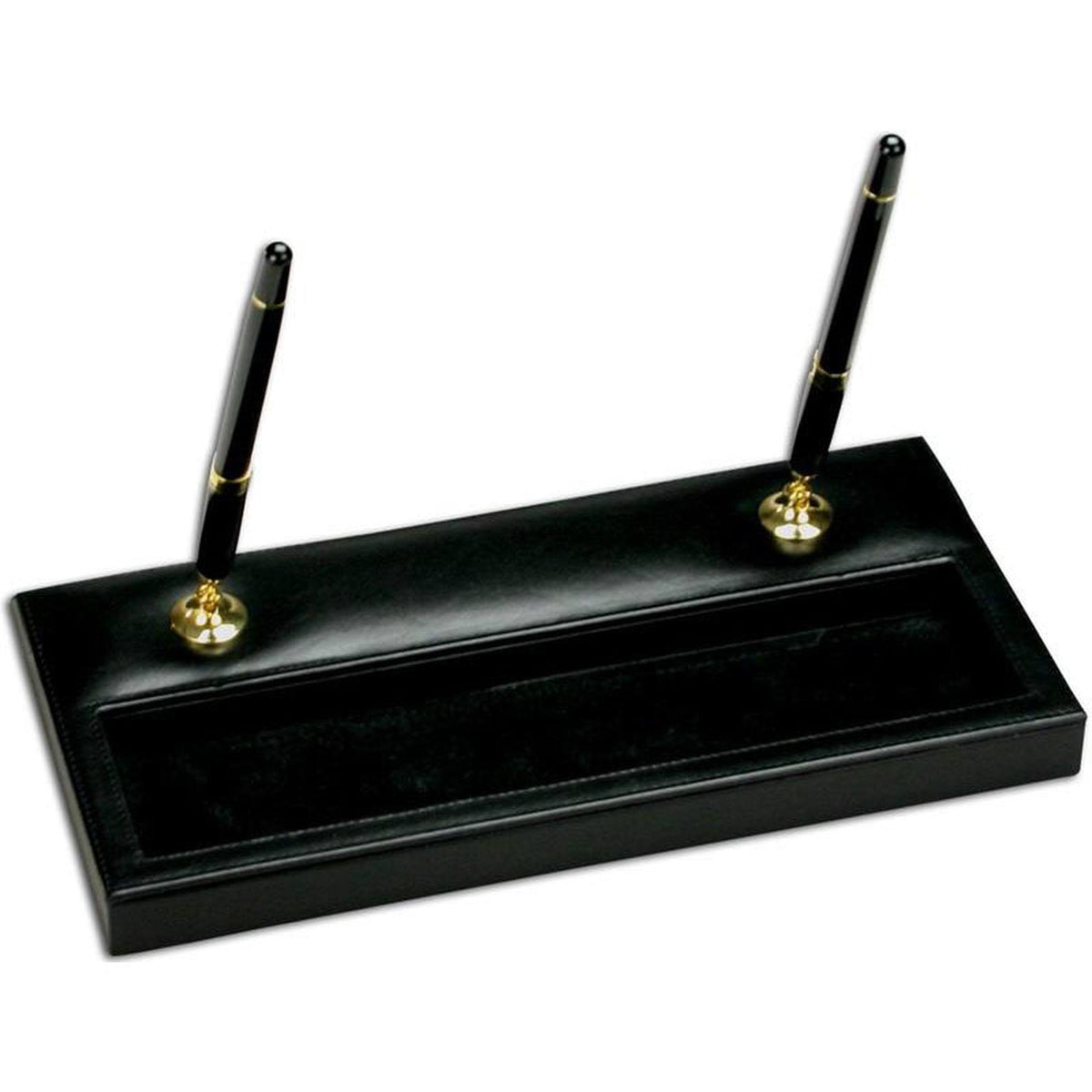 Black Leather Double Pen Stand U294