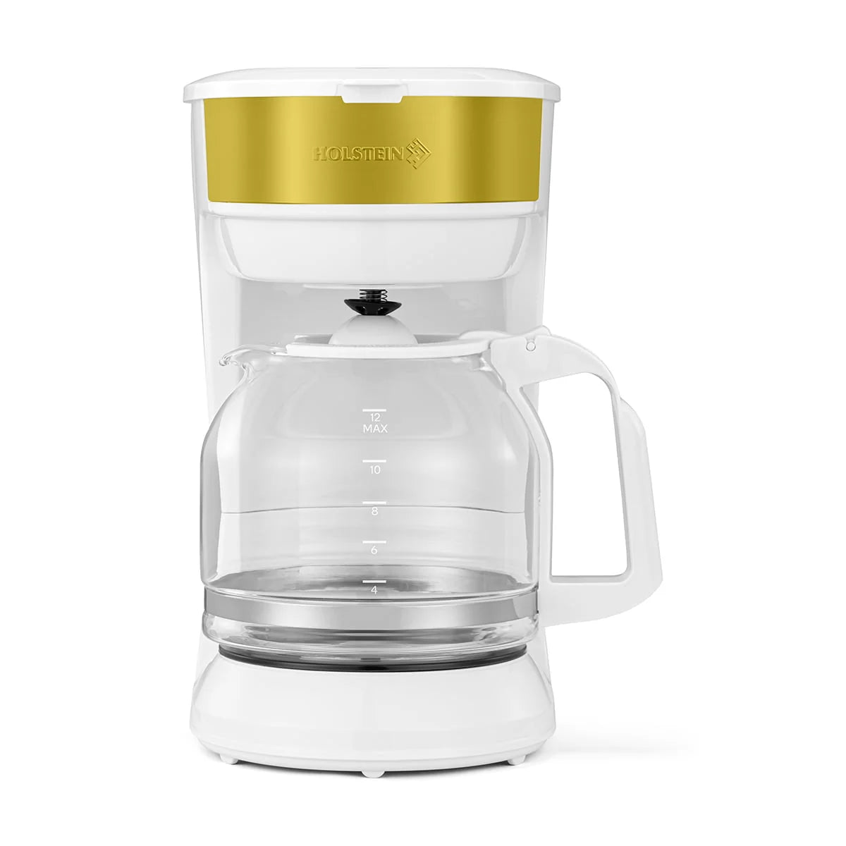 12-Cup Drip Coffee Maker with Permanent Filter, White and Gold M62902