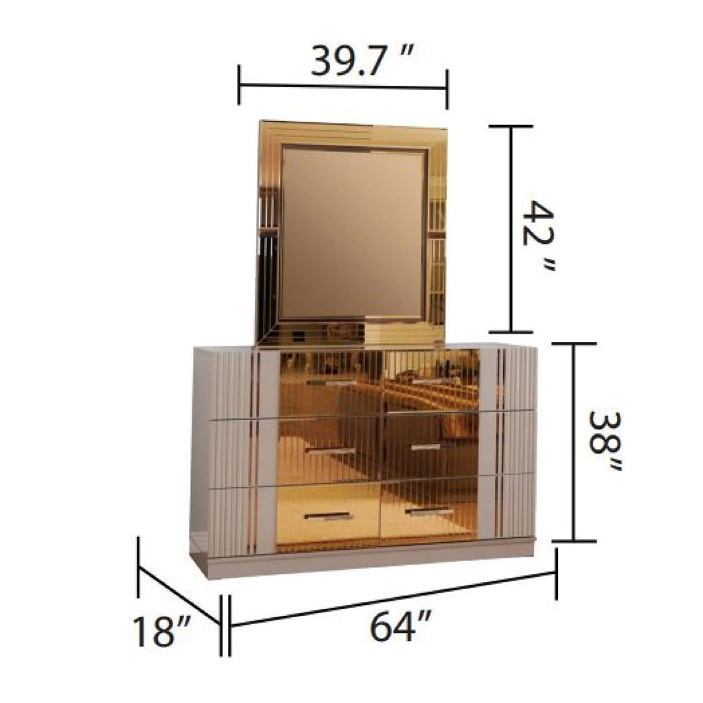 Gold Detailed Wood Dresser B9956