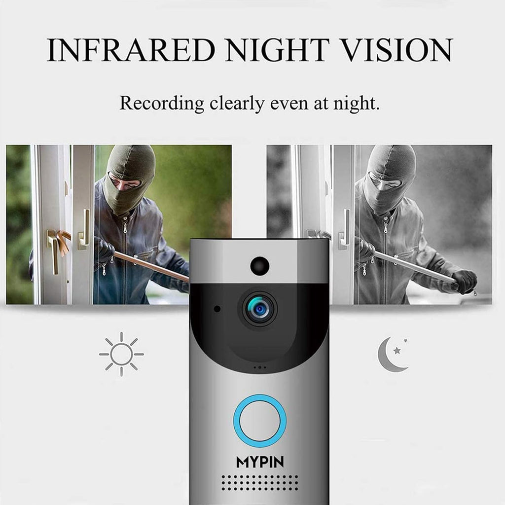 Wireless WiFi Doorbell Security Camera with Chime, Cloud Storage, Two-Way Talk, Night Vision, Rechargeable Batteries Pack of 2 S794