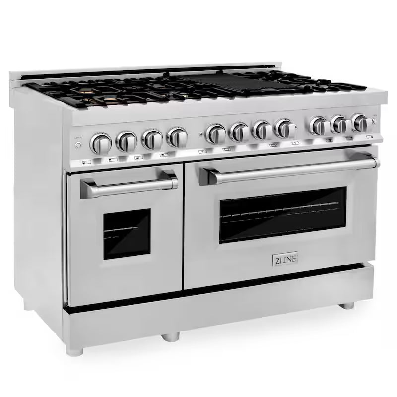 7 Burner Double Oven Dual Fuel Range with Brass Burners in Stainless Steel L35684