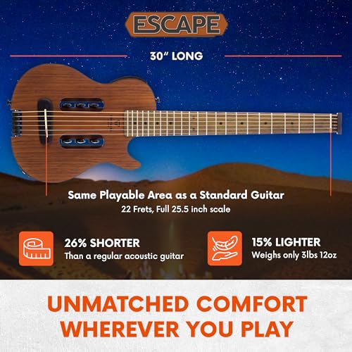 Mahogany Acoustic Travel Guitar with Built-in Headphone Amp L90917